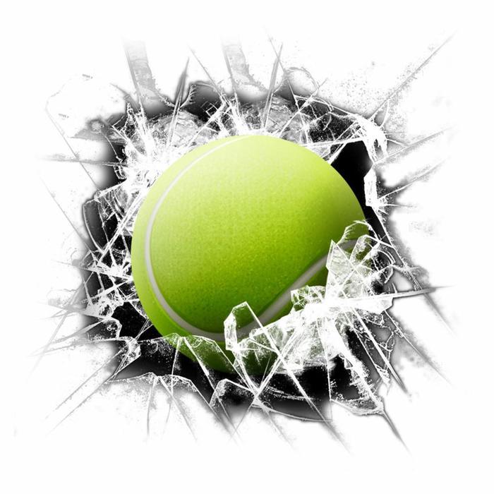 фото Наклейка "разбитое стекло теннисный мяч", 15 х 15 см арт рэйсинг