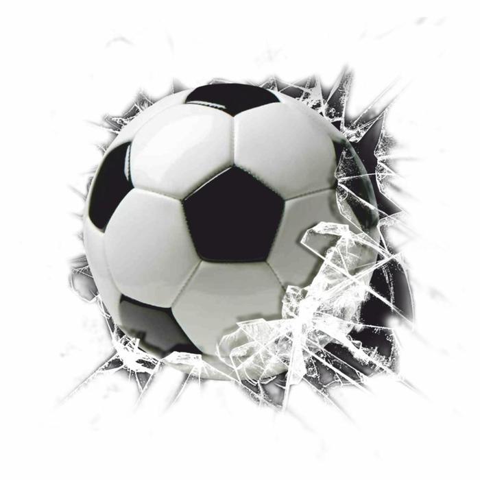 фото Наклейка "разбитое стекло футбольный мяч", 15 х 15 см арт рэйсинг