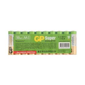 

УЦЕНКА Батарейка алкалиновая GP Super, AA, LR6-50BOX, 1.5В, набор, 50 шт
