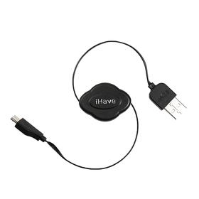 

Кабель-рулетка Belsis, micro USB - USB, 1 А, 0.7 м, переходник mini USB, чёрный