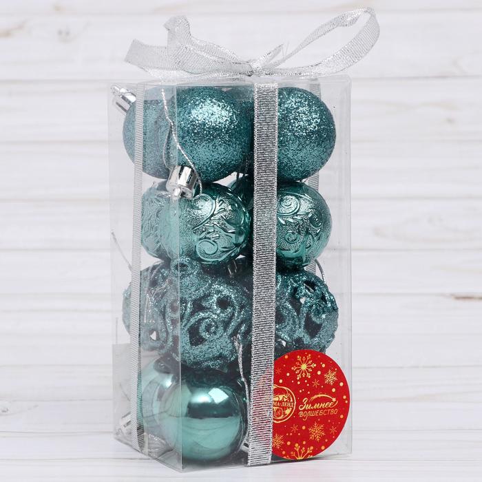 фото Набор шаров пластик d- 4 см, 16 шт "торжество" зелёный зимнее волшебство