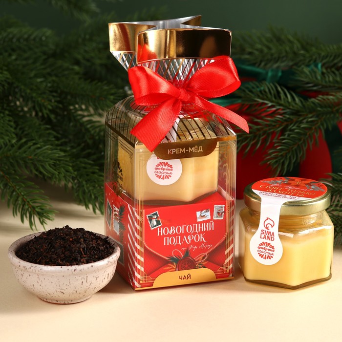 фото Подарочный набор «новогодний подарок»: чай 50 г, крем-мёд с кедровым орехом, 120 г фабрика счастья