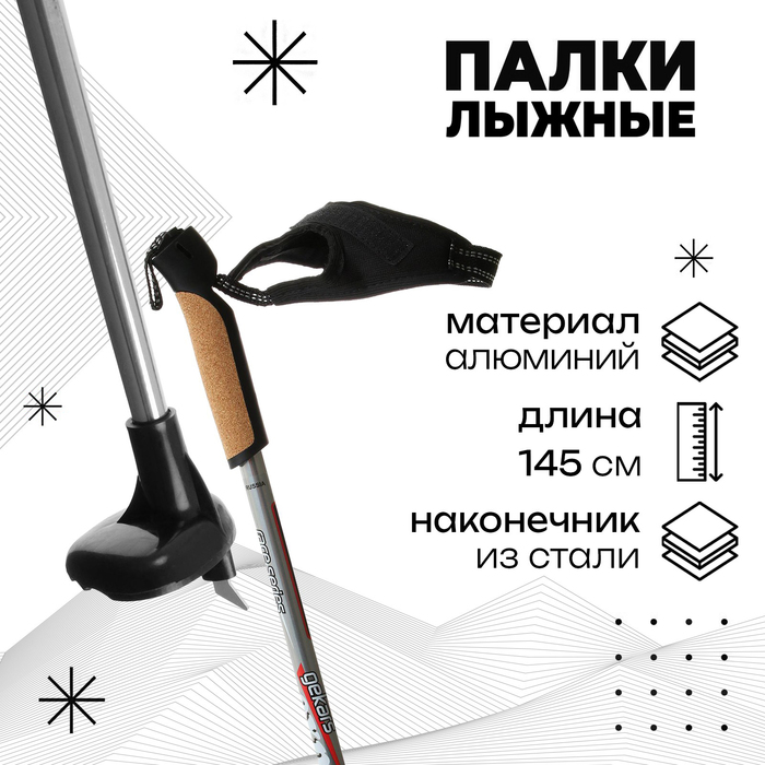 Палки лыжные алюминиевые Gekars Expert Plus, длина 145 см