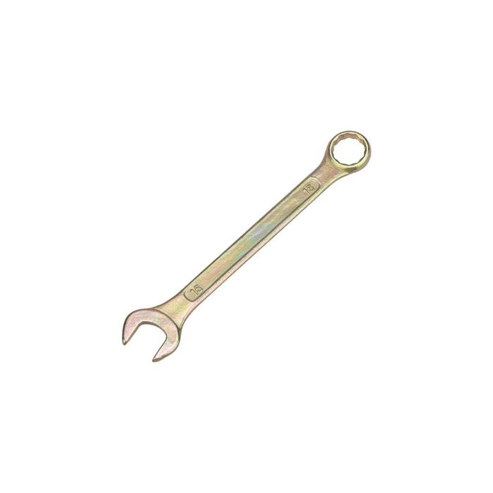 цена Ключ комбинированный REXANT 12-5810-2, желтый цинк, 15 мм