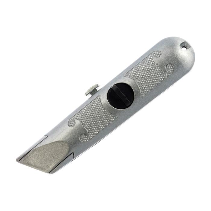 Нож REXANT 12-4908, винтовой фиксатор лезвия, трапециевидное лезвие, 19 мм цена и фото