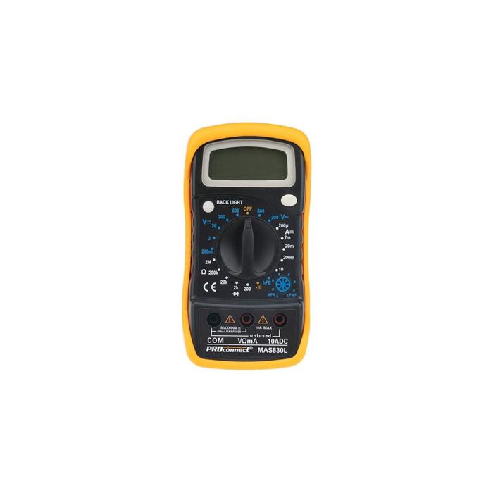 Мультиметр PROconnect MAS830L, 0.2-600 В, 0-10 А, 0-2 Мом, диод-тест, режим прозвонка