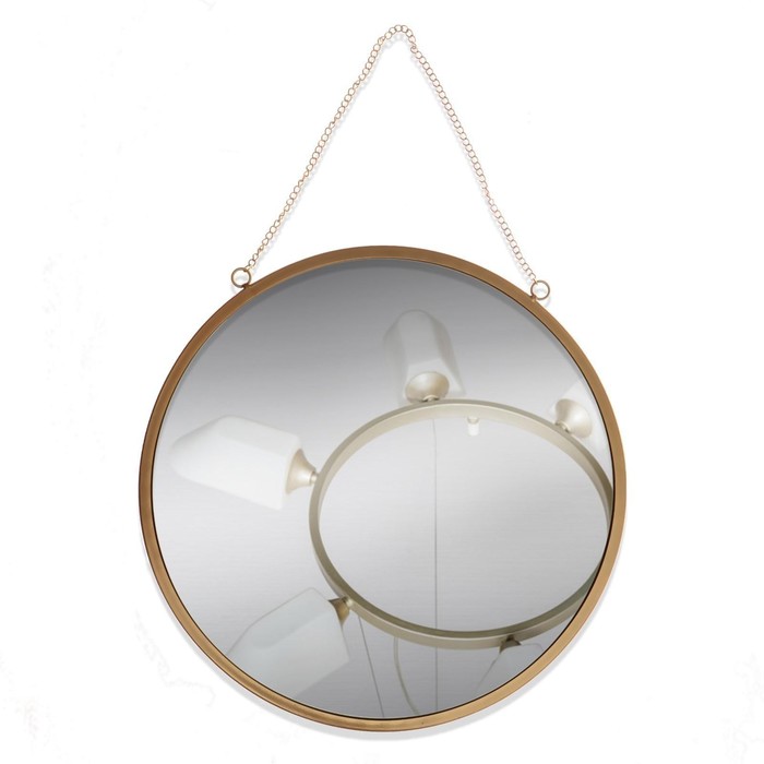 фото Зеркало настенное «отражение», d зеркальной поверхности 31 см, цвет матовое золото queen fair