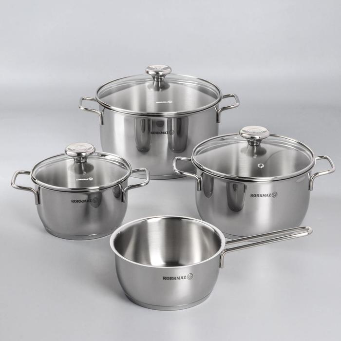Набор посуды Aroma, 4 предмета: кастрюля 2 л, 3,7 л, 6,3 л; сотейник, 1,5 л