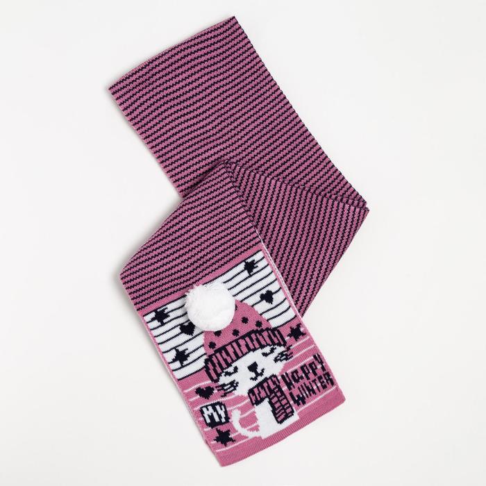 фото Снуд (шарф) для девочки, цвет сиреневый/котик mikiviki