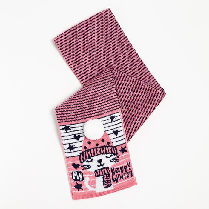 фото Снуд (шарф) для девочки, цвет розовый/котик mikiviki