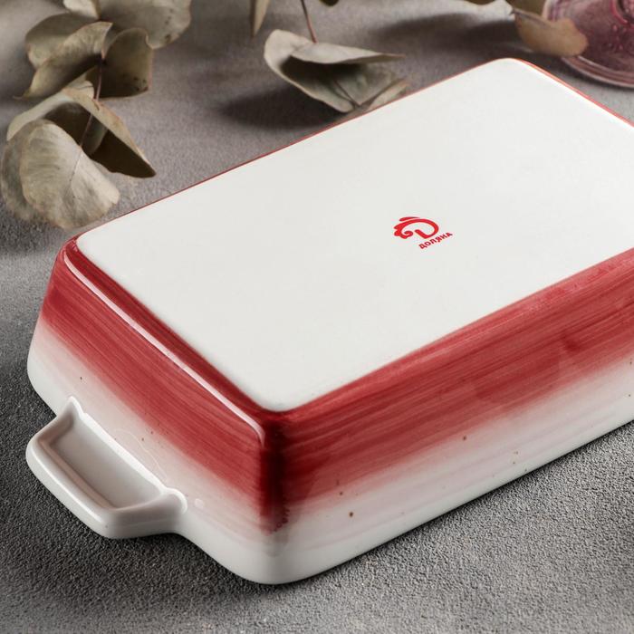 Форма для запекания из жаропрочной керамики прямоугольная Доляна «Космос», 23,5×13,5×4,5 см, цвет красный 5514403