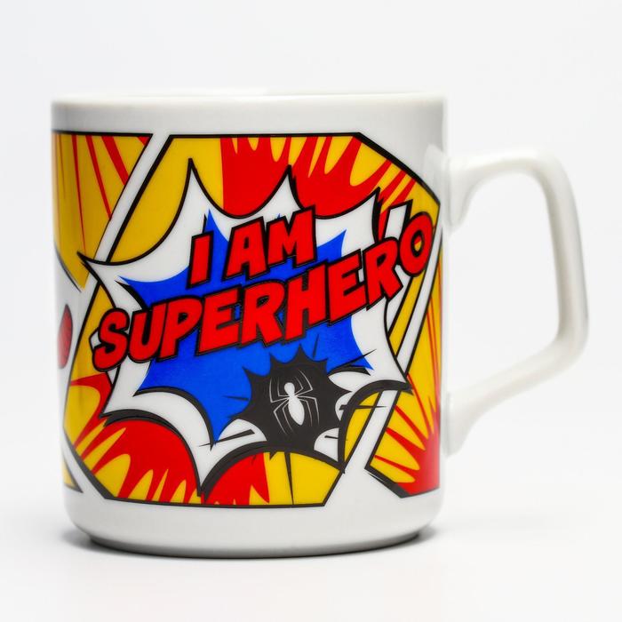 фото Кружка керамическая, "i am superhero", человек паук, 350 мл marvel
