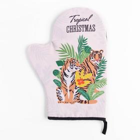

Набор кухонный «Новый год: Tropical Christmas» варежка-прихватка 20х28см, прихватка 17х17см, 35% х/л,65% п/