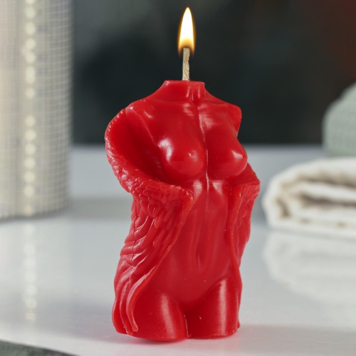 фото Фигурная свеча "торс женский с крыльями" красная, 100г