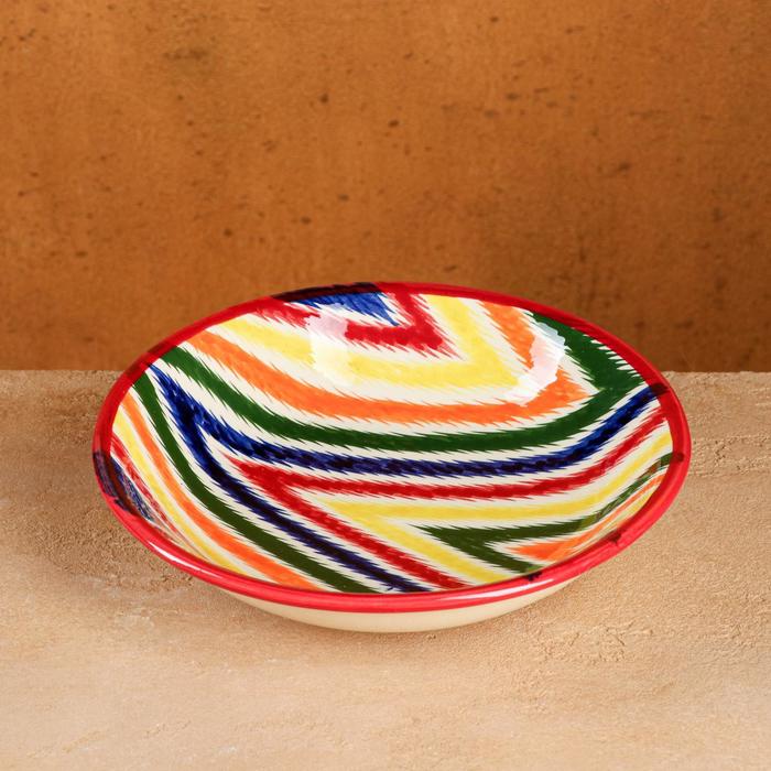 Тарелка Риштанская Керамика Атлас, разноцветная, глубокая, 20 см чайная пара риштанская керамика атлас 220 мл разноцветная