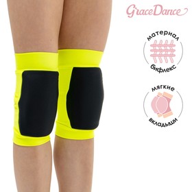 Наколенники для гимнастики и танцев Grace Dance, с уплотнителем, р. XXS, цвет чёрный/лайм