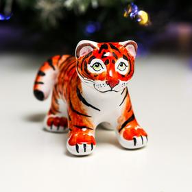 

Ёлочная игрушка "Тигренок на четырех лапах", ярославкая майолика