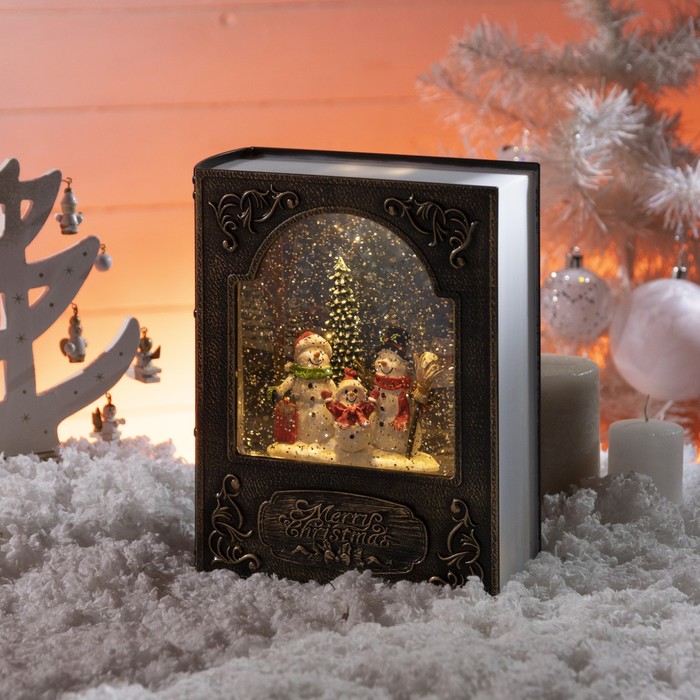фото Фигура световая "книга снеговики",46х42х9 см, от бат. аа*3 (не в компл.), т/белый luazon lighting