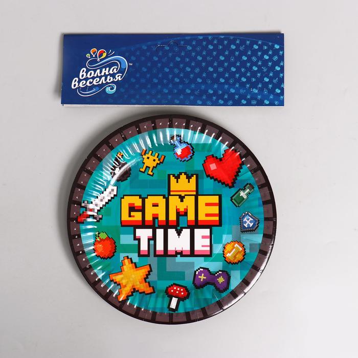 фото Тарелка бумажная game time, 18 см, набор 6 шт.