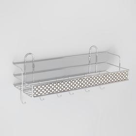 

Полка бытовая с крючками 42х15х19 см, хром