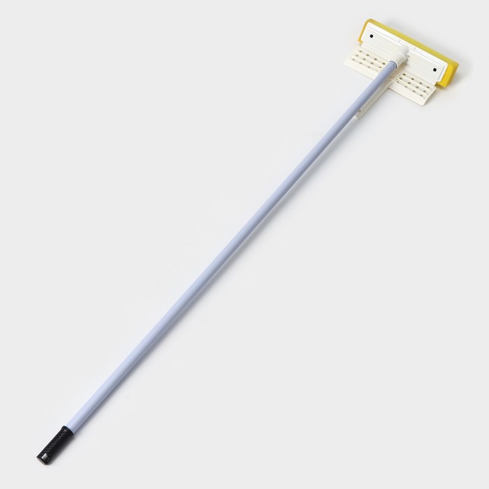Окномойка с отжимом, металлическая ручка, насадка поролон, пластиковый отжим, 21,5×76×105 см
