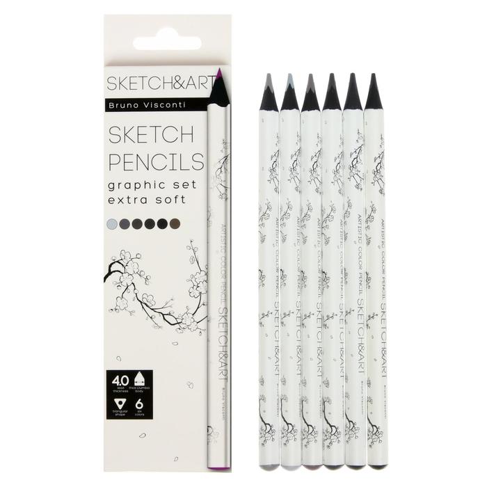 Карандаши 6 цветов SKETCH AR "Графика", утолщённые