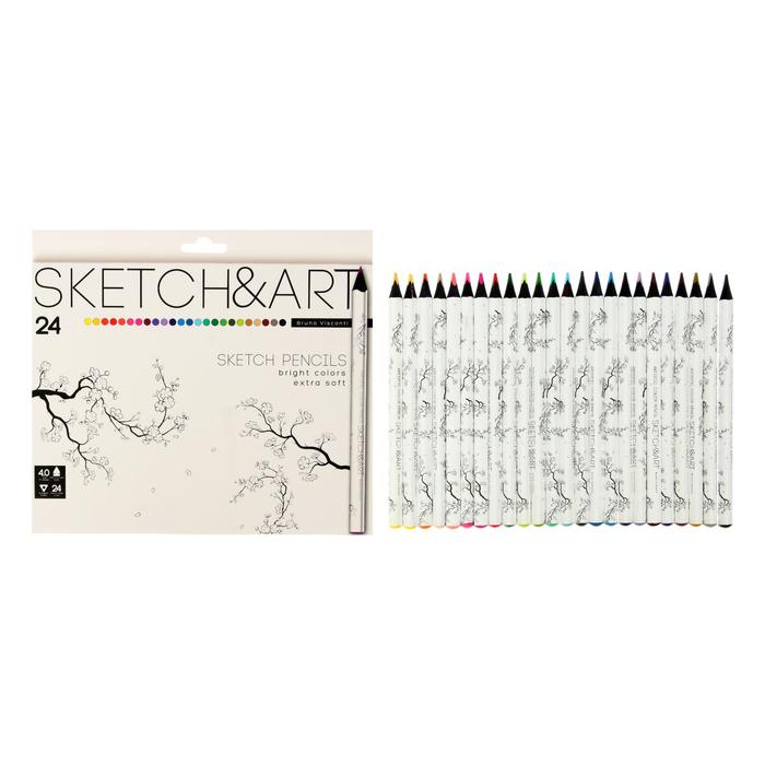 

Карандаши 24 цвета SKETCH ART, утолщённые