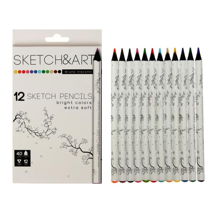 

Карандаши 12 цветов SKETCH ART, утолщённые