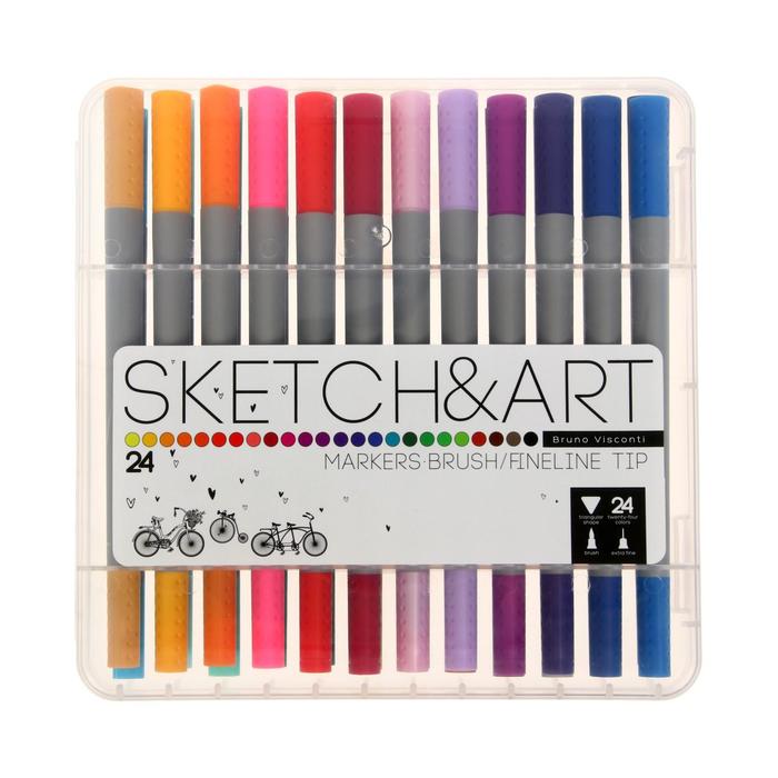 фото Набор художественных маркеров 24 цвета sketch&art, в пластиковом пенале brunovisconti