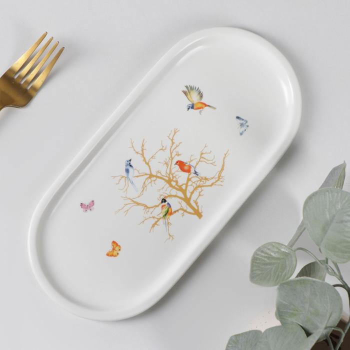 

Блюдо керамическое овальное «Колибри», 25×11,5 см, цвет белый