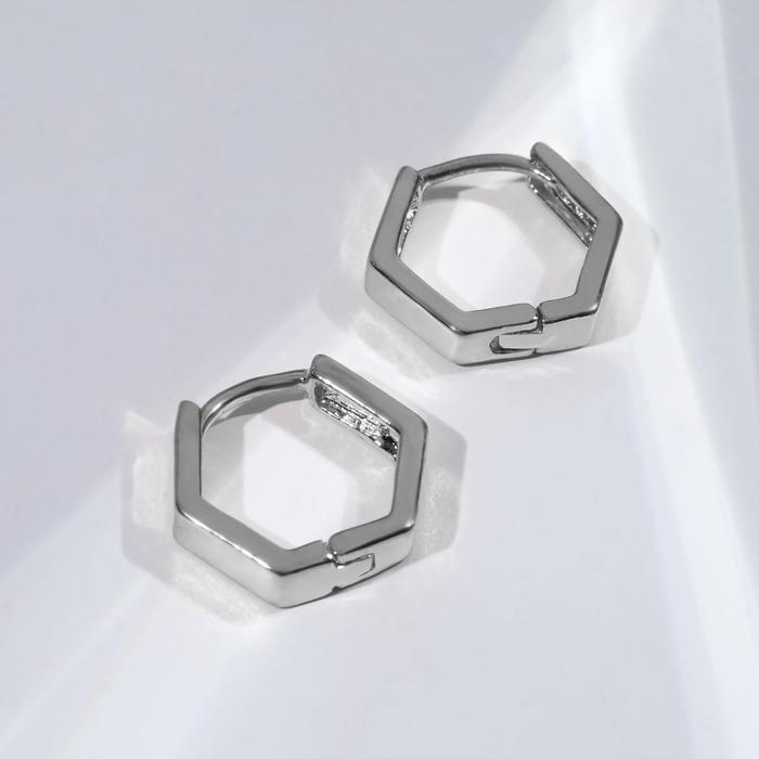 

Серьги металл «Геометрия» шестиугольник, цвет серебро