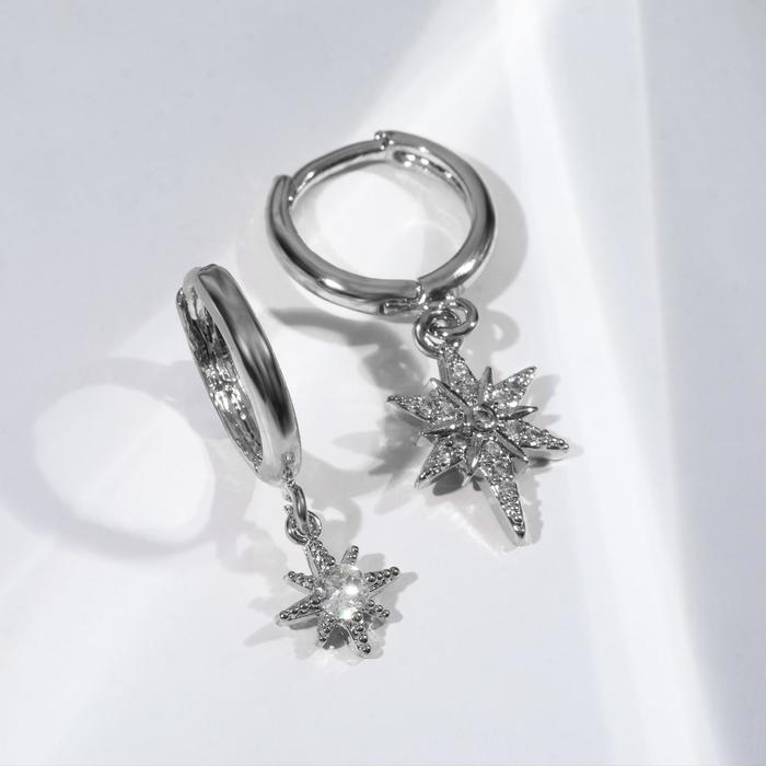 

Серьги со стразами "Сказка" ночные звёзды, цвет белый в серебре