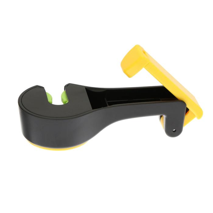 Вешалка-крючок на подголовник с держателем телефона, желто-черный