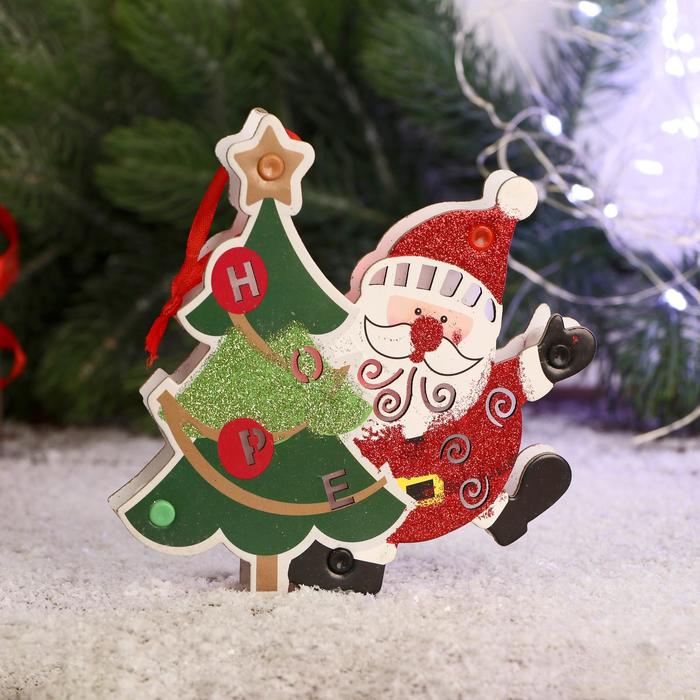 Украшение ёлочное Дед Мороз с ёлочкой 14,5х14,5 см мягкий магнит дед мороз с ёлочкой 13 см бело красный