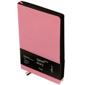 Ежедневник датированный 2022 год, формат A5, 168 листов в линейку, кожзам розовый 'Fuze', черный срез, 2 ляссе, перфорированные уголки Ош