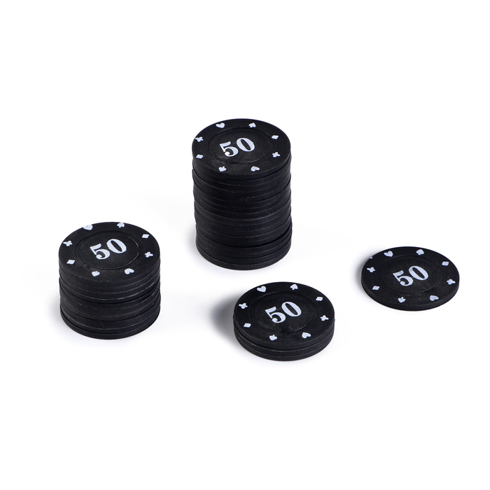 Набор фишек с номиналом 50, однотонные, черные, в наборе 25 шт. набор для покера 200 фишек с номиналом