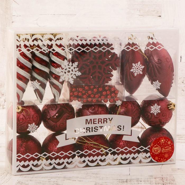 фото Набор украшений пластик 27 шт "чудесный день" красный зимнее волшебство