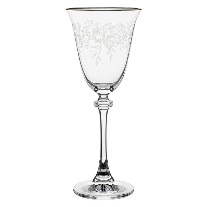 фото Набор бокалов для белого вина asio, декор «панто, затирка платина, отводка платина», 185 мл x 6 шт. crystalite bohemia