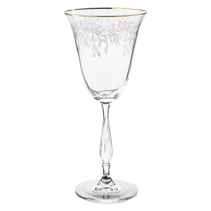 фото Набор бокалов для белого вина fregata, декор «панто, затирка золото, отводка золото», 185 мл x 6 шт. crystalite bohemia