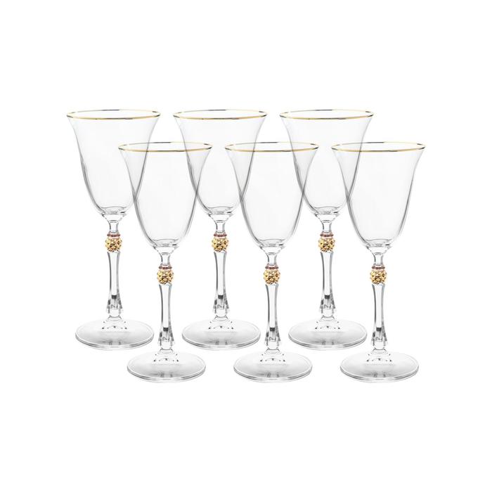 фото Набор бокалов для белого вина parus, декор «отводка золото, золотой шар», 185 мл x 6 шт. crystalite bohemia
