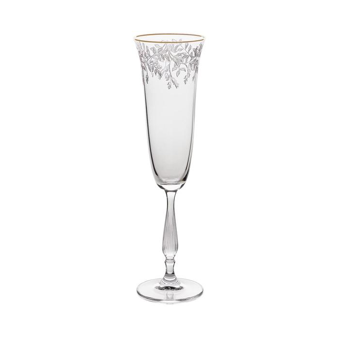 Набор бокалов для шампанского Fregata, декор «Панто, затирка золото, отводка золото», 190 мл x 6 шт. набор бокалов для шампанского fregata optic 190 мл 6 шт