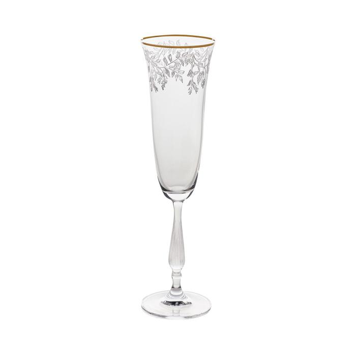 Набор бокалов для шампанского Fregata, декор «Панто, затирка платина, отводка платина», 190 мл x 6 шт. набор бокалов для шампанского fregata optic 190 мл 6 шт
