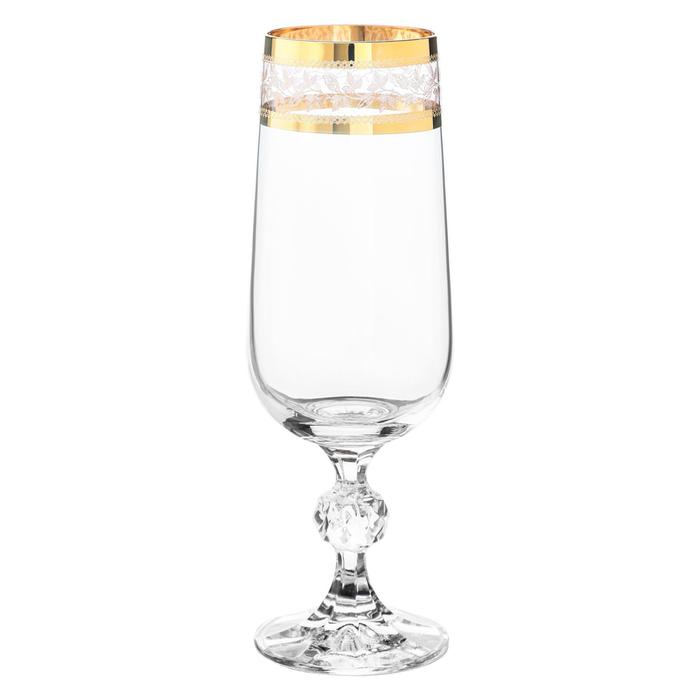 Набор бокалов для шампанского Sterna, декор «Панто золото», 180 см x 6 шт. набор бокалов для шампанского crystalite bohemia sterna панто 2 отводки золото 180 мл 6 шт