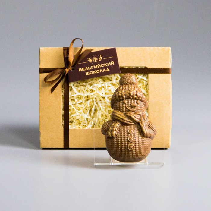 Шоколадная фигурка Снеговик вязаный, 80 г шоколадная фигурка сердце с надписью 80 г