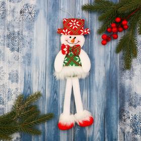 Мягкая игрушка 'Снеговик в костюме с орнаментом, в шляпке' 9,5х30 см Ош