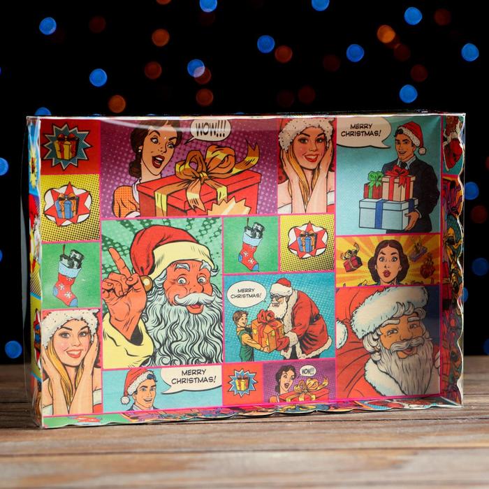 Коробочка для печенья Pop-art новогодний сюрприз, 22 х 15 х 3 см