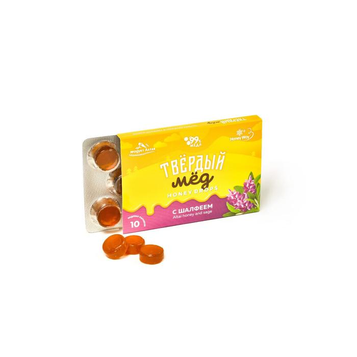 

Карамель медовая твердый мёд, с шалфеем, 30 г