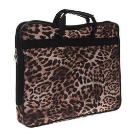 

Папка с ручками текстиль А4, 30 мм, 360 х 260 мм, 3Ш41 с карманом, «Леопард»