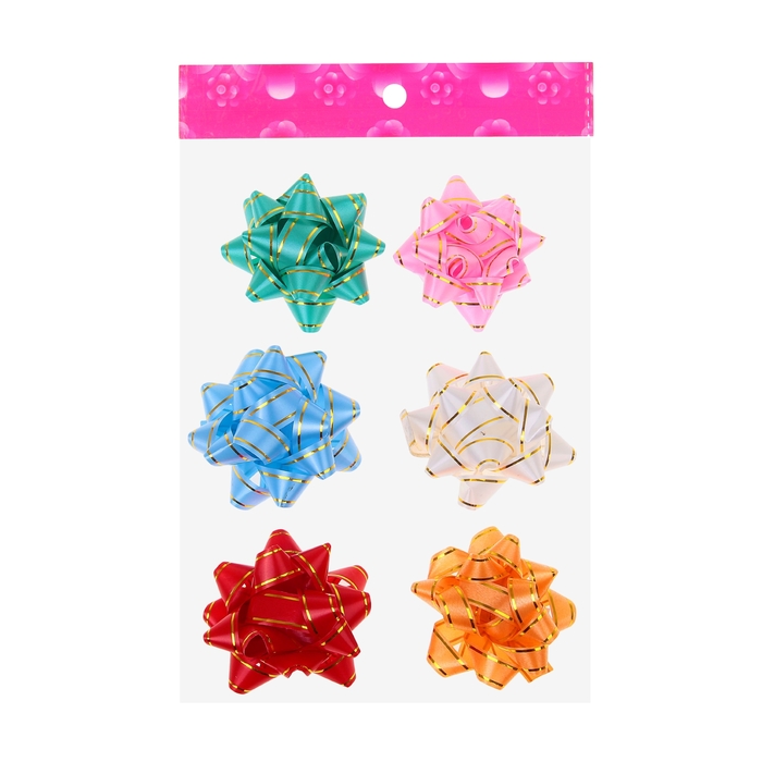 Бант-звезда №7 "Золотая полоса" (набор 6 шт), цвета ассорти