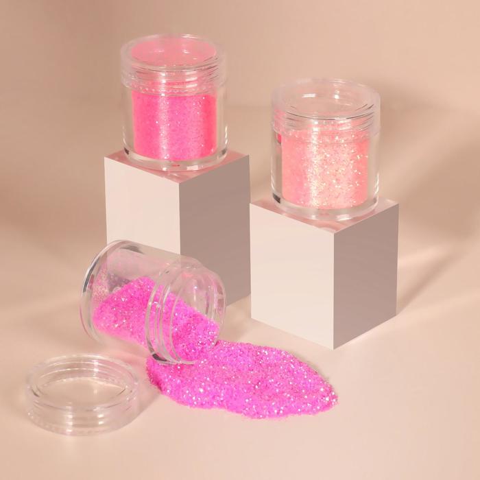 Блёстки для декора «Pink glitter», крупные/мелкие, 3 баночки